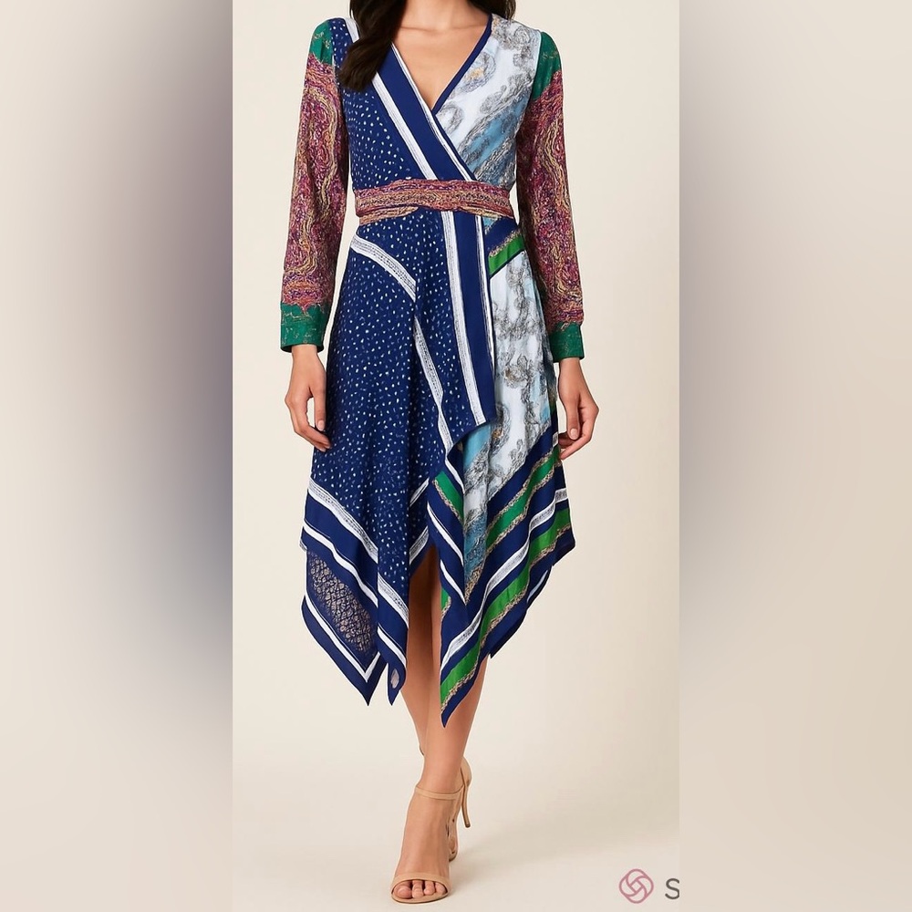 Moulinette Soeurs Istanbul Blue Green Mixed Media 4 Retro Artsy Indie Chic Dress